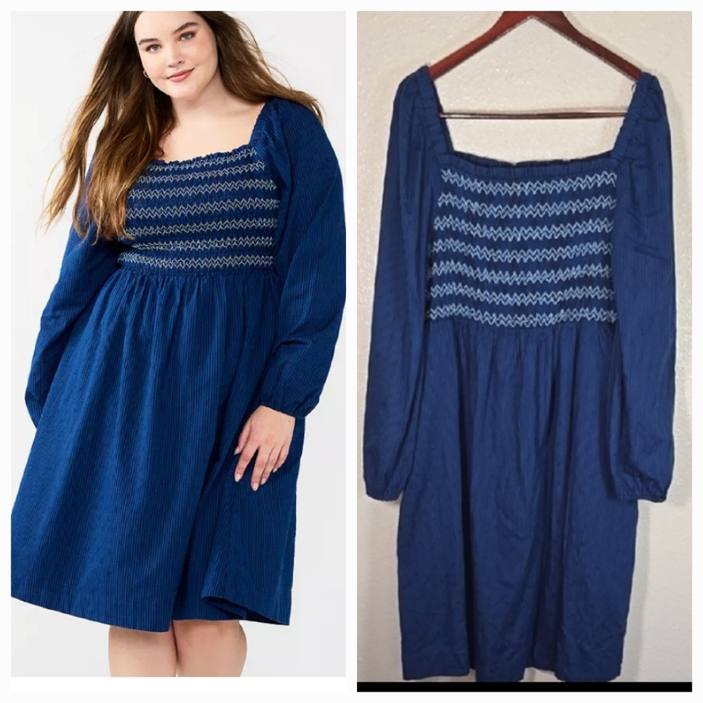 Draper James Blue Smocked Women's Dress Size XXL